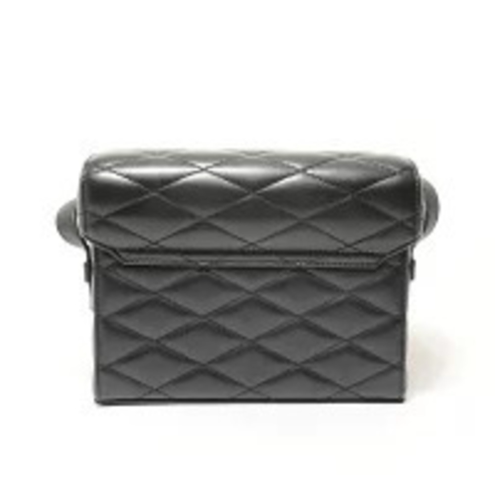 Saint Laurent Yves June Cassandra Quilted Leather Shoulder Bag Black